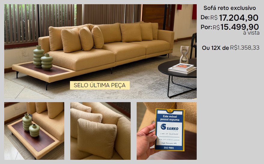 Sofá reto exclusivo